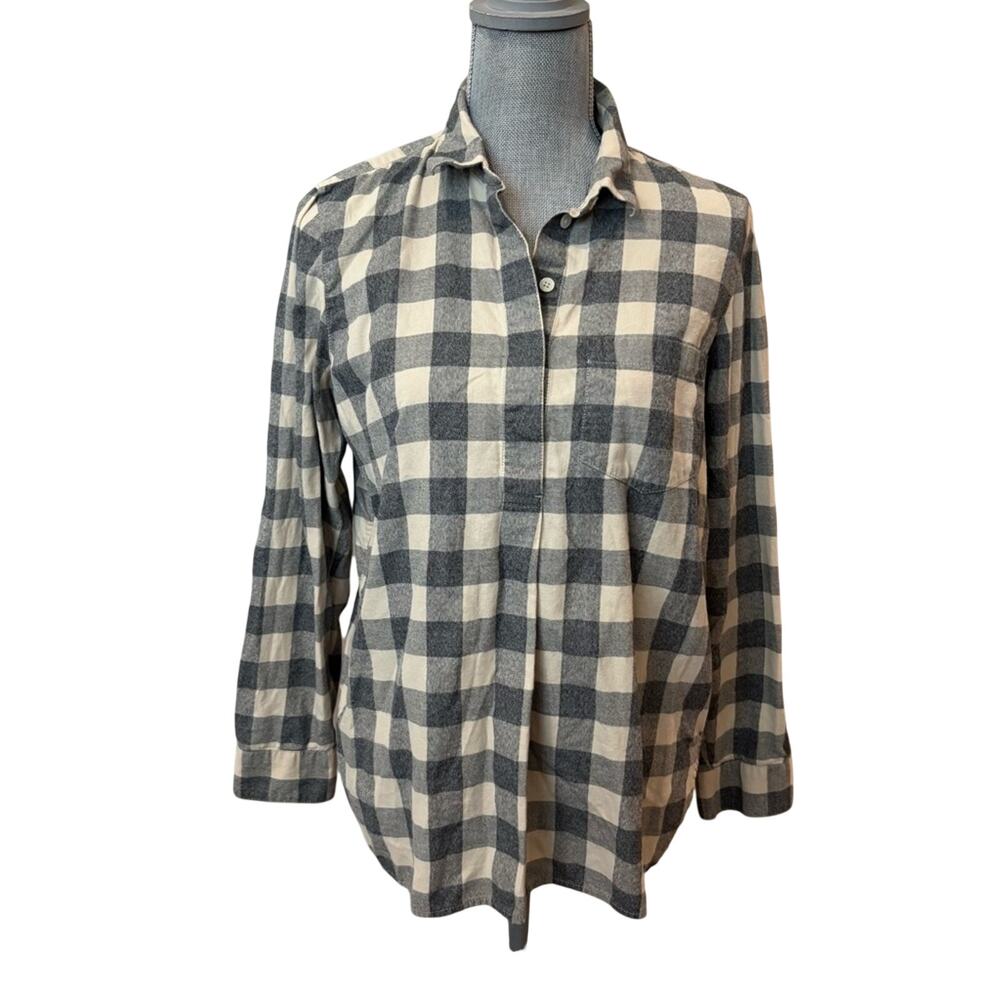 Madewell Flannel Plaid Classic Ex-Boyfriend Button-Back Collared Shirt Casual